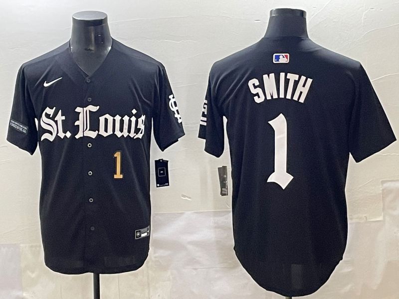 Men 2025 St.Louis Cardinals #1 Smith Black Five generations Joint Name Nike MLB Jersey style 10